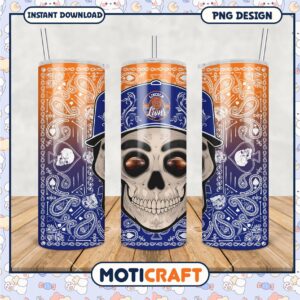 Lincoln Lions Skull Tumbler Design for Football Fans PNG