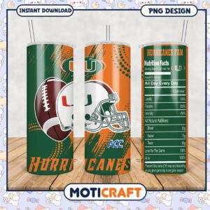 Miami Hurricanes Fan Tumbler PNG Design for Gamers