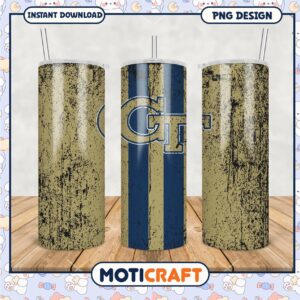 Georgia Tech Tumbler PNG Design Vintage Style Art