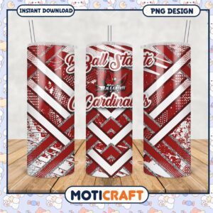 Ball State Cardinals Red and White Tumbler PNG Design