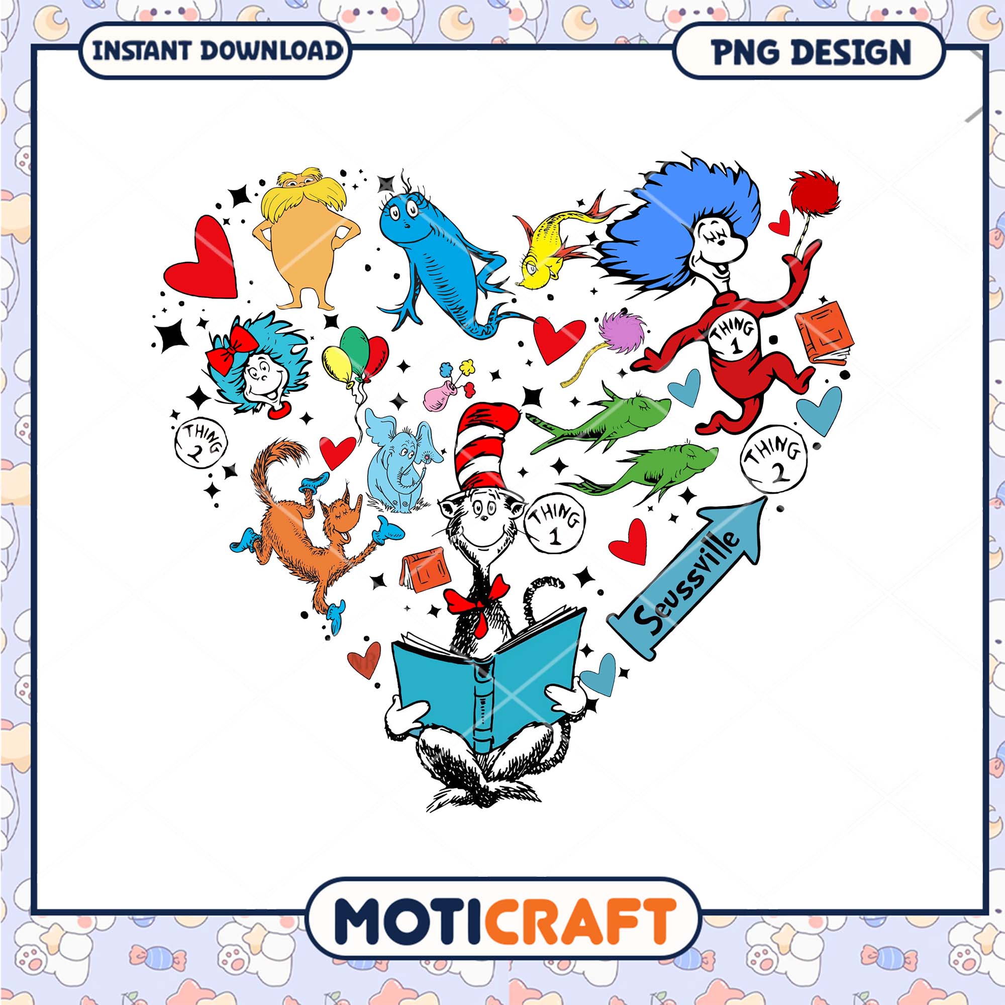 Seussville Love Heart Cat in Hat PNG Kids Art Design Seussville Love Heart Cat in Hat PNG Kids Art Design