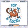 Playful Fox in Socks Glitter Graphic PNG for Fun Designs