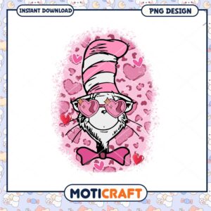 Pink Cat in Hat PNG Image