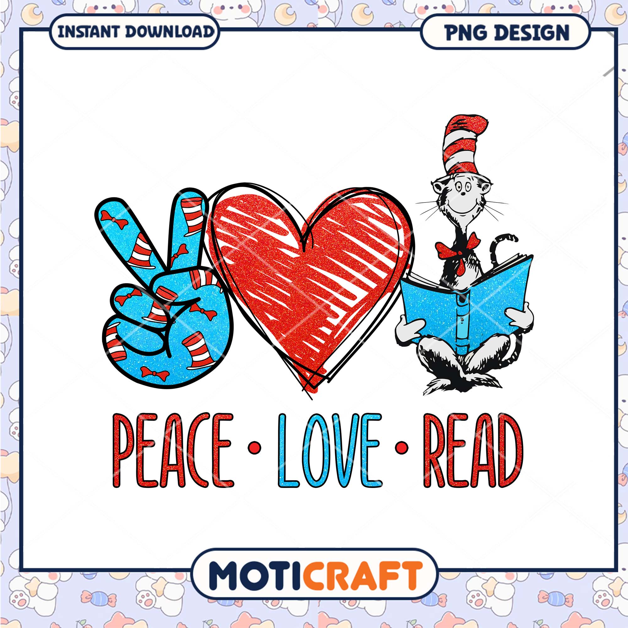Peace Love Read Cat in the Hat PNG Peace Love Read Cat in the Hat PNG
