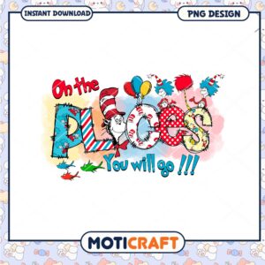 Oh the Places You Will Go Fun Colorful Artwork PNG Design