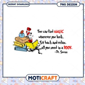Magic Book and Cat in the Hat Reading Books PNG Image Art