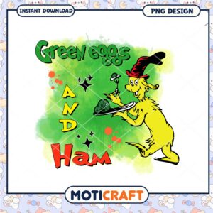 Green Eggs and Ham Classic Dr Seuss Inspired Art PNG Design