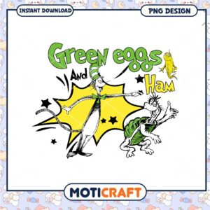 Green Eggs and Ham Character Art PNG for Kids Room Decor