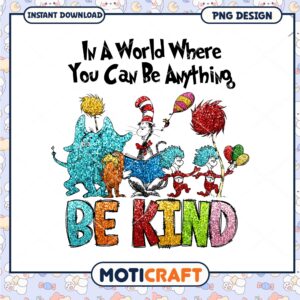 Glitter Cat in the Hat Be Kind PNG