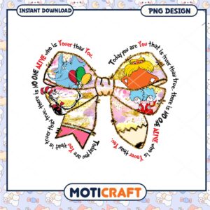 Dr Seuss Inspired Colorful Bow with Unique Characters PNG Art