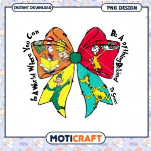 Dr Seuss Inspired Colorful Bow PNG for Kids Book Lovers