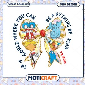 Dr Seuss Inspired Bow Design PNG for Kindness and Fun