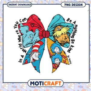 Dr Seuss Inspirational Bow Design PNG for Kids Decor 2023