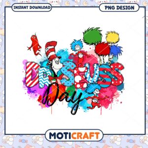 Dr Seuss Day PNG Colorful Design
