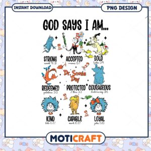 Dr Seuss Day Colorful PNG with Cat in Hat and Friends