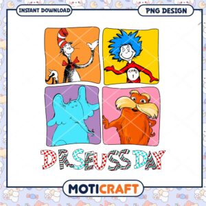 Dr Seuss Day Colorful Characters Fun Celebration PNG Image