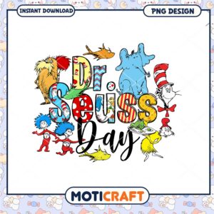 Dr Seuss Character Compilation Colorful PNG Graphic Art