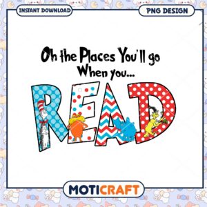Colorful Read Sign with Dr Seuss Characters PNG Image for Kids