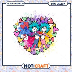 Colorful Dr Seuss Inspired Hearts and Love PNG Graphic Design