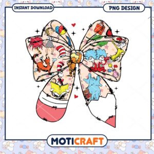 Colorful Dr Seuss Character Bow PNG for Fun Celebrations