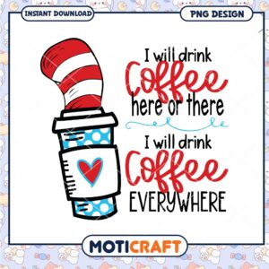 Coffee Cat Hat PNG Sublimation