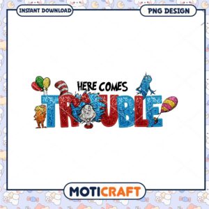 Cat in the Hat Trouble Glitter PNG