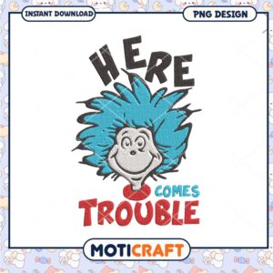 Cat in the Hat Trouble PNG Embroidery