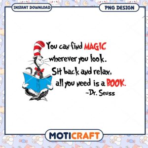 Cat in the Hat Reading Magic Book Fun PNG Image Download
