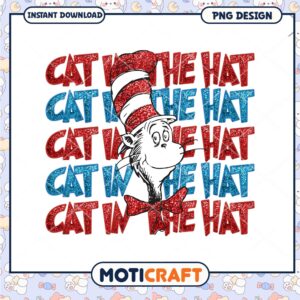 Cat in the Hat Glitter PNG Design