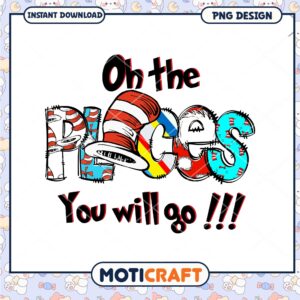 Oh the Places You Will Go Colorful Art PNG Design for Kids