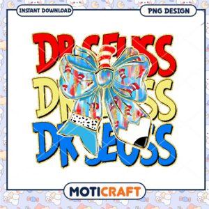Dr Seuss Inspired Bow Graphic PNG for Fun Decor and Gifts