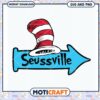Seussville arrow sign design, fun decor for kids rooms and parties