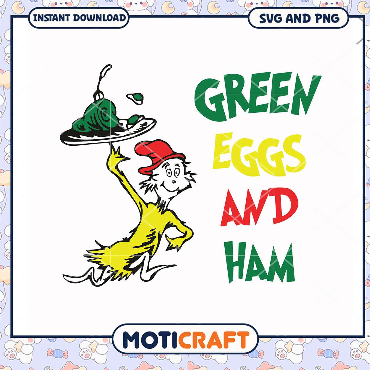 Green Eggs and Ham illustration for instant download, SVG and PNG format Green Eggs and Ham illustration for instant download, SVG and PNG format