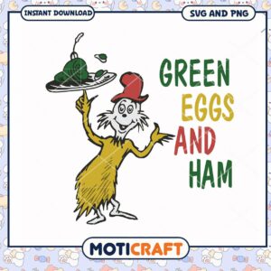 Green Eggs and Ham character art SVG, perfect for kids crafts