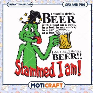 Funny Green Creature Beer Design, perfect for festive occasions