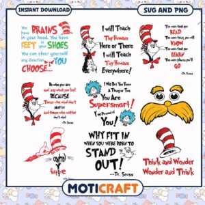 Dr. Seuss Inspirational Quotes Set, Fun and Colorful Designs