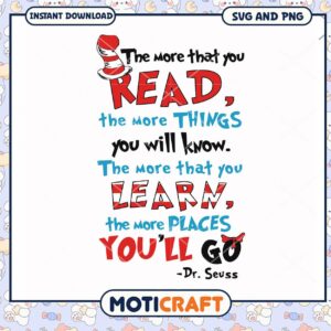 Dr Seuss Reading Quote SVG, Inspire Learning and Imagination Design