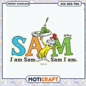 Dr Seuss Sam I Am SVG Design, Perfect for Kids Crafts and Decor