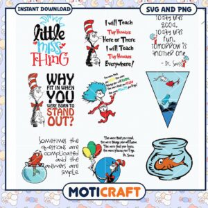 Dr Seuss Quotes SVG Bundle, Fun Designs for Creative Projects