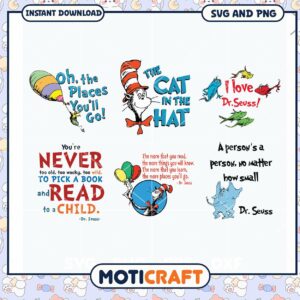 Dr Seuss Quotes and Characters SVG Design, Fun Instant Download Art