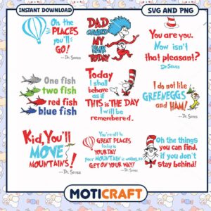 Dr Seuss Quotes Collection SVG and PNG for Instant Download, Whimsical Designs for Kids Decor