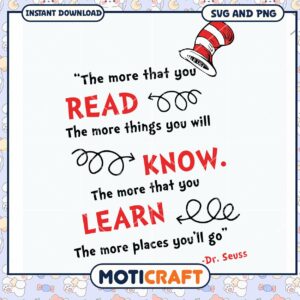 Dr Seuss quote design for learning, inspire children to read more