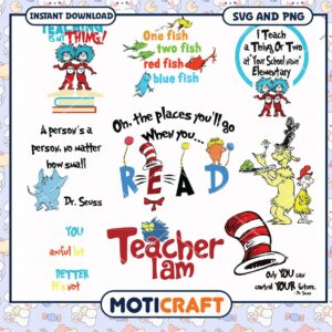 Dr Seuss Inspired SVG Designs for Teachers, Instant Download Art