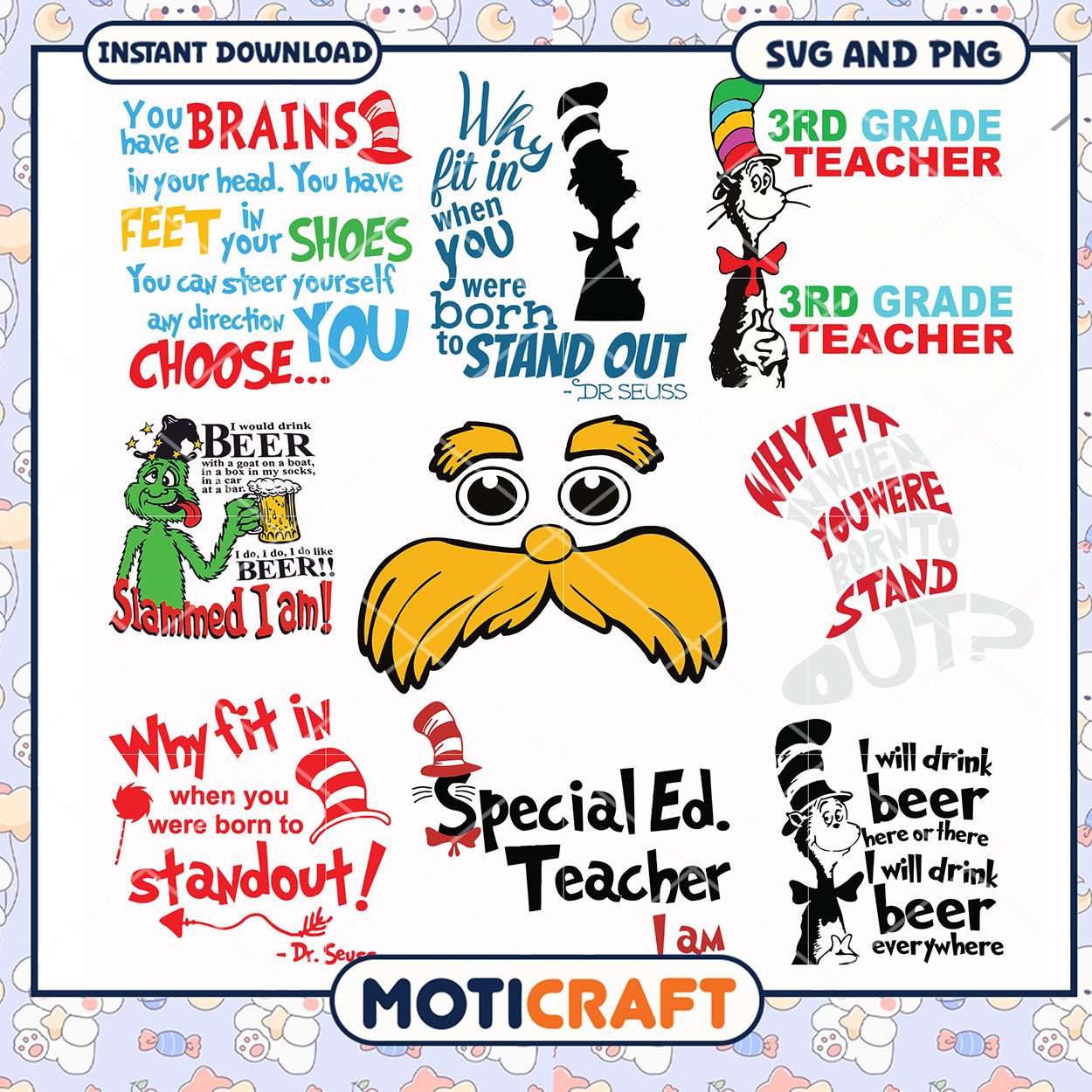 Dr Seuss Inspired Teacher Designs, Fun SVG and PNG Graphics Dr Seuss Inspired Teacher Designs, Fun SVG and PNG Graphics