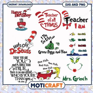 Dr Seuss Inspired SVG Bundle for Crafting Projects, Fun Designs Collection