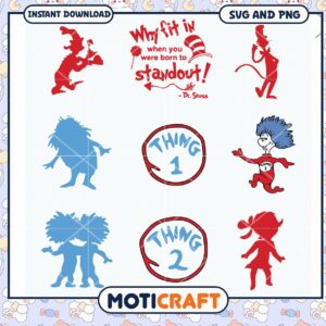 Dr Seuss Inspired Quote SVG, Fun Thing 1 and Thing 2 Designs
