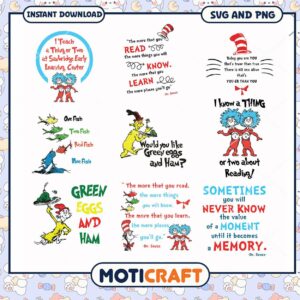 Dr Seuss Inspirational Quotes for Children, Fun Learning SVG PNG