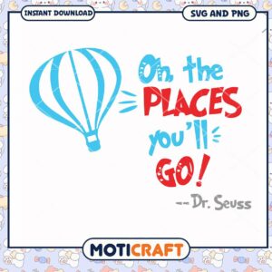 Dr Seuss hot air balloon design for instant download, explore new adventures