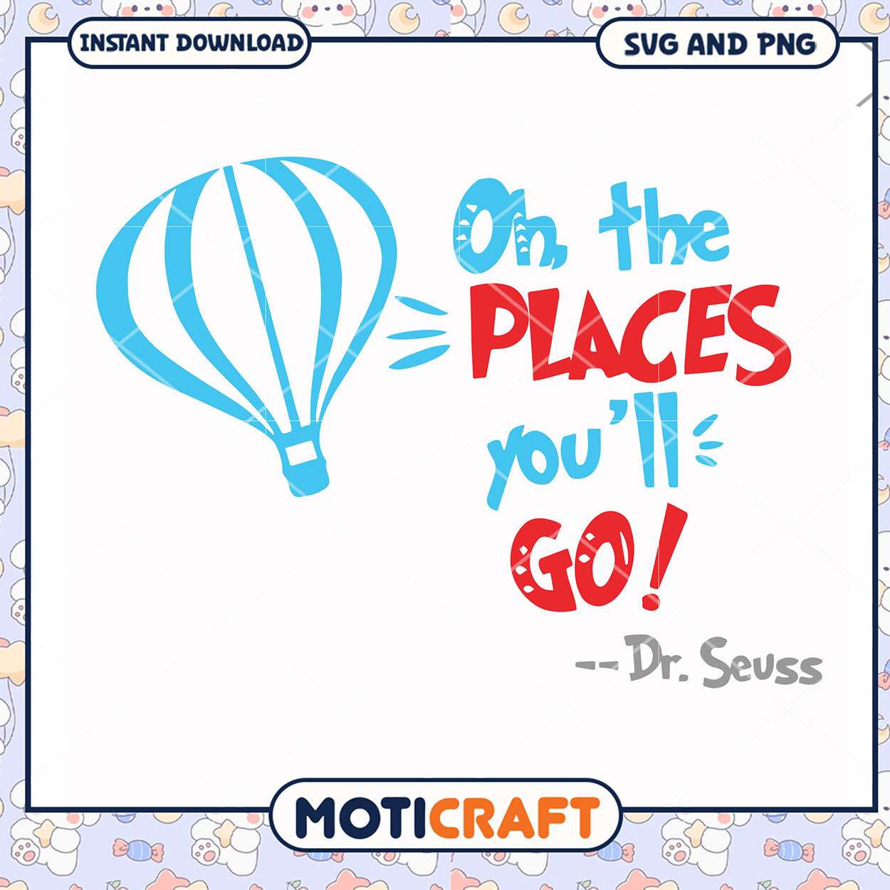 Dr Seuss hot air balloon design for instant download, explore new adventures Dr Seuss hot air balloon design for instant download, explore new adventures