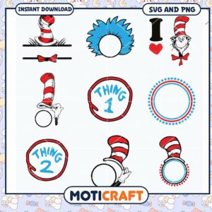 Cat in the Hat SVG Bundle for Kids, Fun Characters and Designs